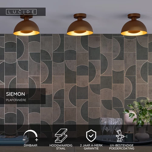 Lucide SIEMON - Plafonnière - Ø 25 cm - 1xE27 - Okergeel - USP